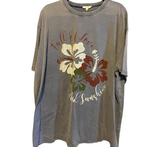 Mineral Wash Gray Hawaiian T-Shirt with Floral Print